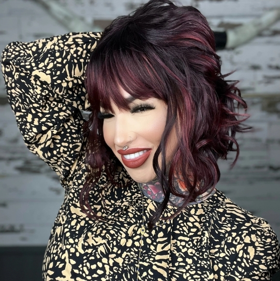 Jagerbomb Rebel Gypsy Elegant Burgundy Hair Wig - Picture 1 of 5